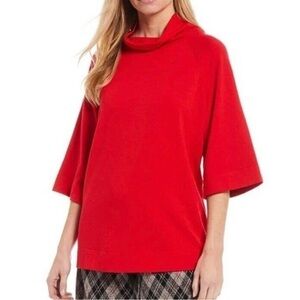 NWT bryn Walker Top Tunic Cowl Turtleneck Keena Organic Cotton Bamboo Red Holida